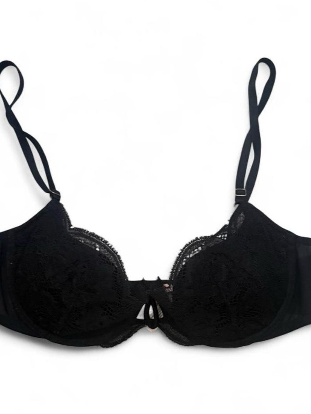 Victoria's Secret Black Lace Underwire Bra with Bow Accent